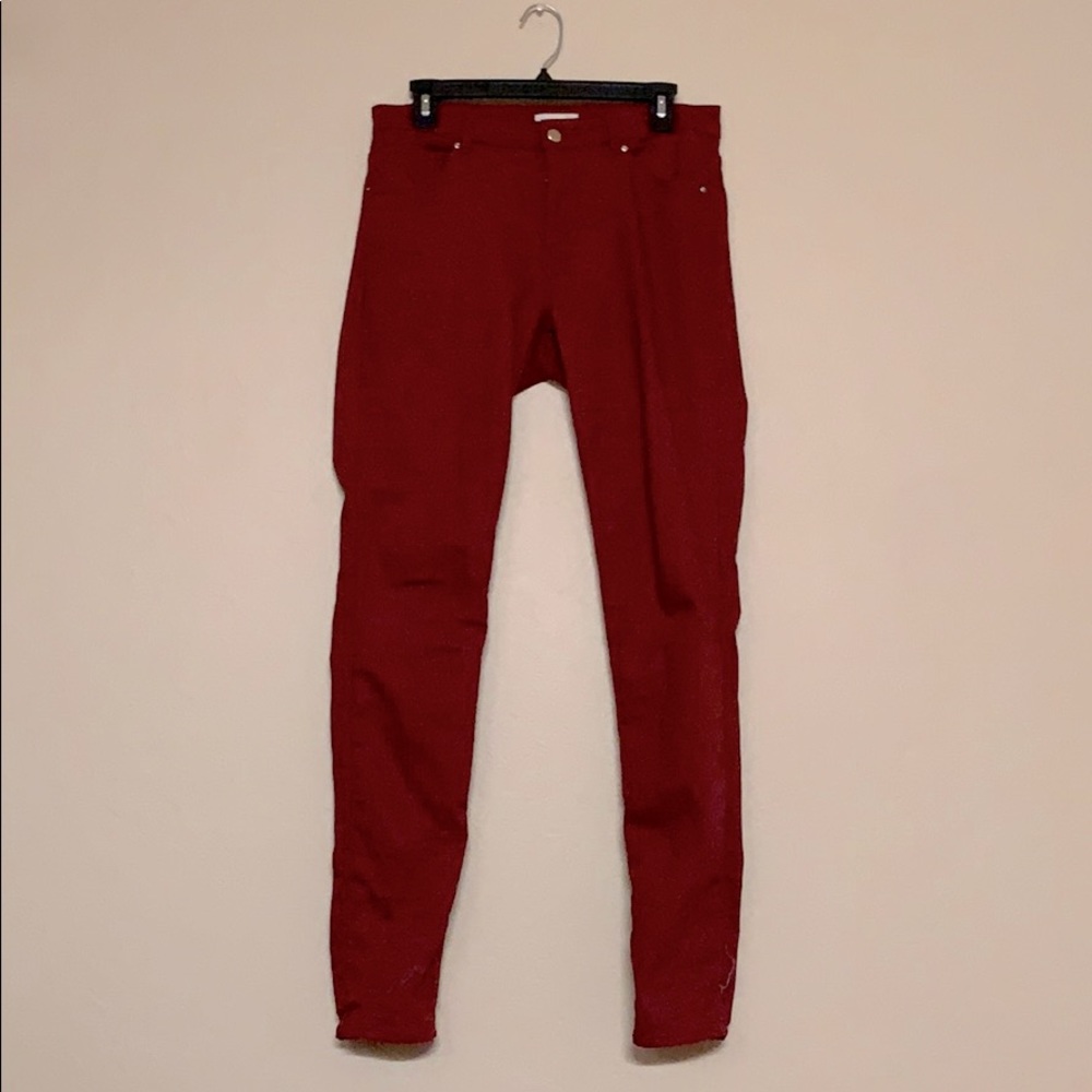Burgundy High Rise Jeans
